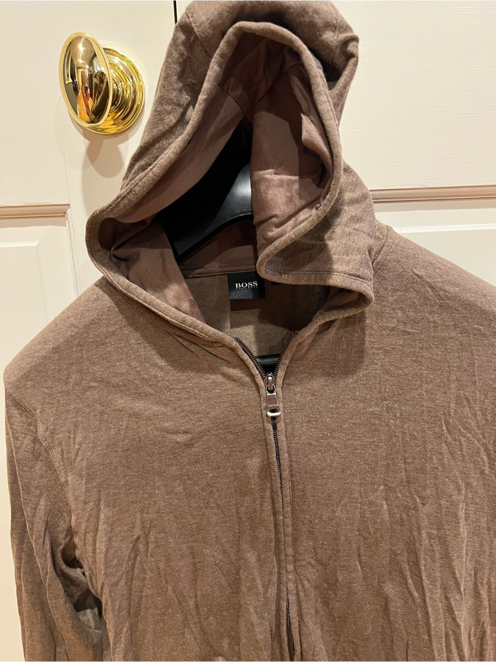 Hugo Boss Men’s Brown Hooded Zip-Up Sweater Jacket